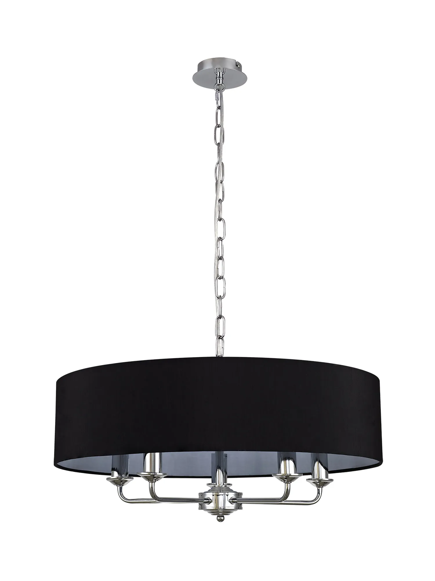 Banyan 60cm 5 Light Pendant Polished Chrome, Black DK0008  Deco Banyan CH BL